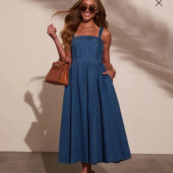 VICI Meralda Corset Denim Midi Dress - Picture 4 of 8